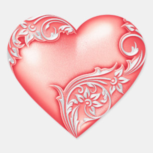 Sticker Cœur Défilement du coeur Rouge clair avec blanc