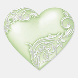 Sticker Cœur Défilement du coeur Vert doux et blanc