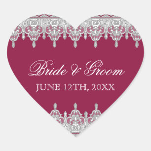 Sticker Cœur Dentelle à déchirure, phoque rouge bordeaux ou aut