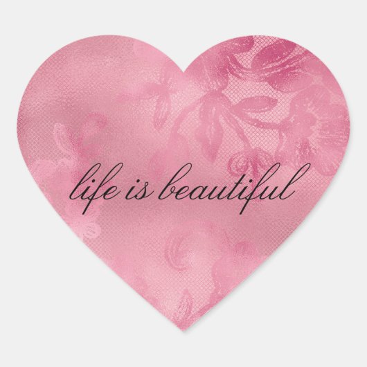 Sticker Cœur Dentelle rose chic (Devant)