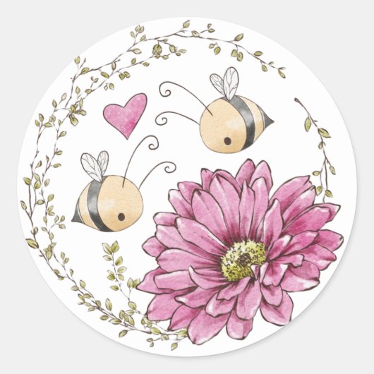 Sticker Coeur des abeilles mignonnes (Devant)