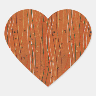 Sticker Cœur Des rayures rouges ondulées : Art Abstrait japonai