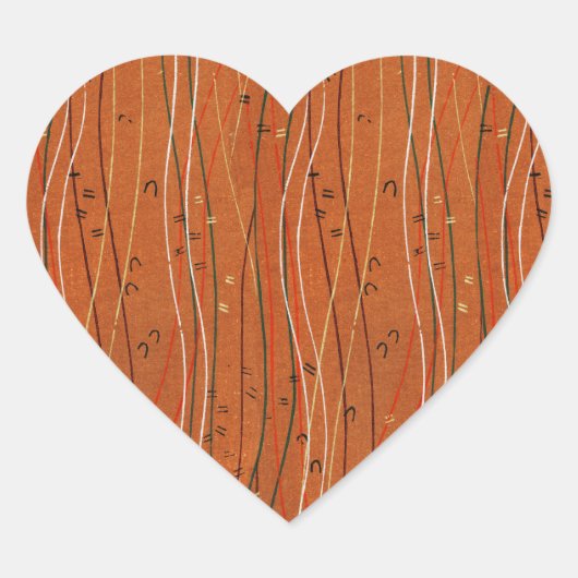 Sticker Cœur Des rayures rouges ondulées : Art Abstrait japonai (Devant)