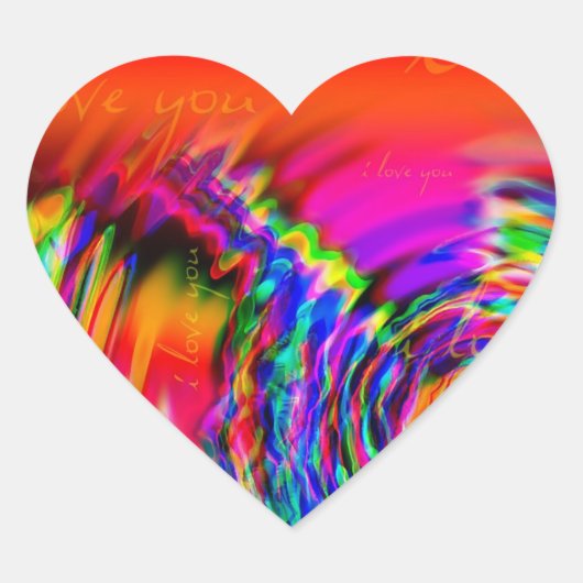 Sticker Cœur Design abstrait "I Love You" (Devant)