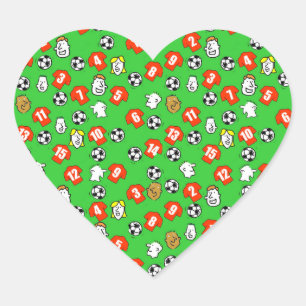 Sticker Cœur Design de football avec Red Shirts