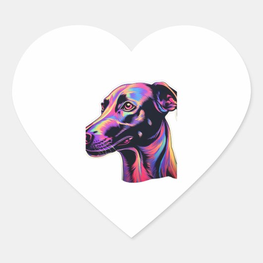 Sticker Cœur Design de néon Greyhound (Devant)