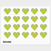 Sticker Cœur Design Motif africain en vert et en or (Feuille)