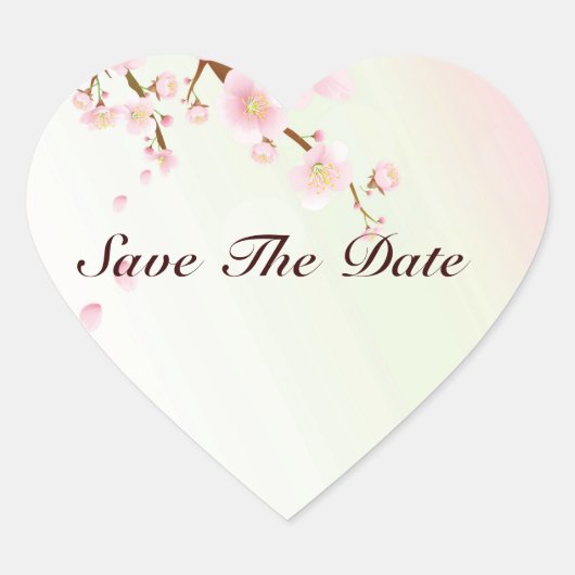 Sticker Cœur Design Naturel Fleur De Cerisier Rose Et Blanc (Devant)