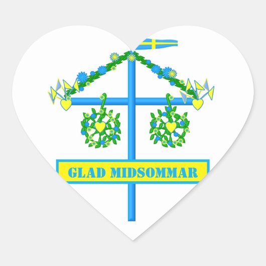 Sticker Cœur design scandinave, Personnalisé Glad midsommar (Devant)