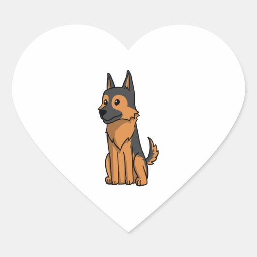 Sticker Cœur Dessin animé de German Shepherd (Devant)