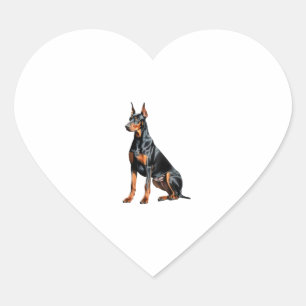 Sticker Cœur Dessin crayon couleur d'un Doberman Pinscher. Esse