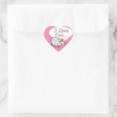Sticker Cœur Dessin de design de mouton avec I Love Ewe Pun (Sac)