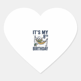 Sticker Cœur Dessin de hamac de tortue pour 8e anniversaire Gra
