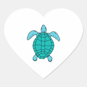 Sticker Cœur Dessin de natation de la tortue de mer