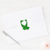 Sticker Cœur Dessin de ruban vert (Enveloppe)