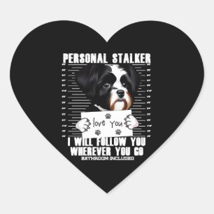 Sticker Cœur Dessin de Stalker de Chien Havanais drôle