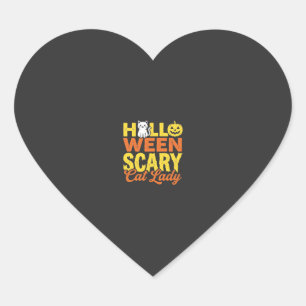 Sticker Cœur Dessin Halloween Dame Chat Effrayant_1