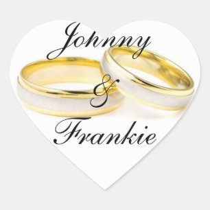 Sticker Cœur Deux Cercles de Mariage d'or Mariage personnalisé
