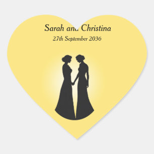 Sticker Cœur Deux mariées