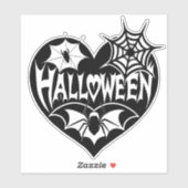 Sticker Cœur d'Halloween, forme de cœur noir, toile d'arai (Feuille)