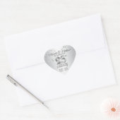 Sticker Cœur Diamant du 25e anniversaire Mariage d'argent perso (Enveloppe)