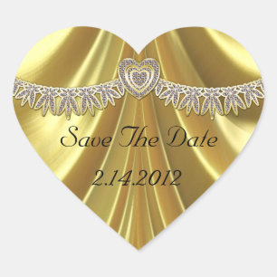 Sticker Cœur Diamant Fleurette & Satin Gold