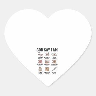 Sticker Cœur Dieu dit que je suis infirmière Foi Design de grav