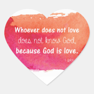 Sticker Cœur Dieu est Amour Aquarelle Peinture Bible Verse