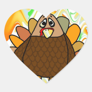 Sticker Cœur Dinde de Thanksgiving