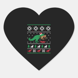 Sticker Cœur Dinosaur Vilain Noël Drôle Noël