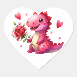 Sticker Cœur Dinosaure de la Saint Valentin
