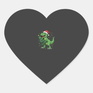 Sticker Cœur Dinosaure de Noël Santa T Rex
