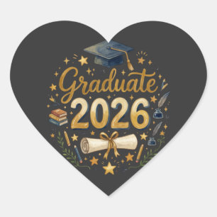 Sticker Cœur Diplômé sur mesure de la promotion 2026 Famille pe