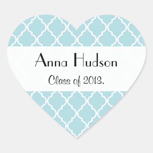 Sticker Cœur Diplôme - Trellis marocain, Latticework - Bleu (Devant)