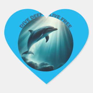 Sticker Cœur Dive Deep Live Dolphin gratuit