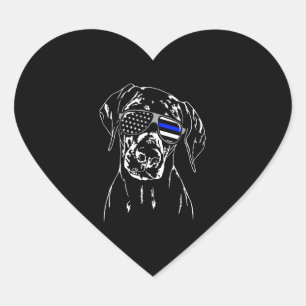 Sticker Cœur Doberman Pinscher Blue Line Lunettes de soleil K9