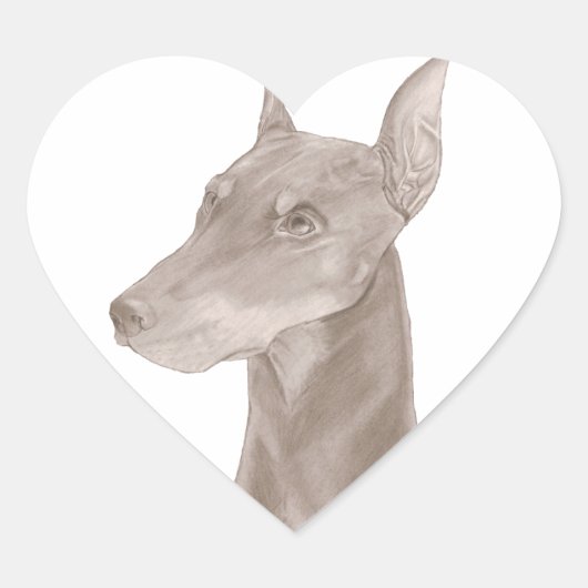 Sticker Cœur Doberman Portrait (Devant)