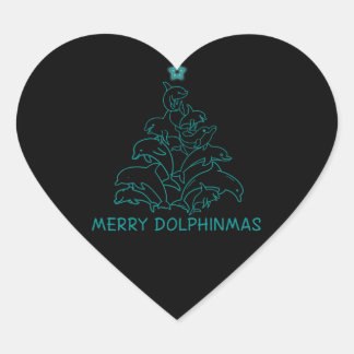Sticker Cœur Dolphin Lover Venin | Dolphin Merry Christmas Tree
