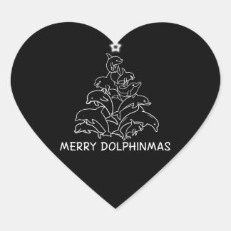 Sticker Cœur Dolphin Lover Venin | Dolphin Merry Christmas Tree