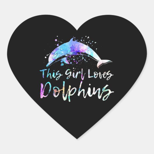 Sticker Cœur don amant dauphin cette fille aime les dauphins (Devant)
