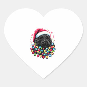 Sticker Cœur Doodle noir Labradoodle Noël Arbre de Noël Lumière