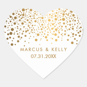 Sticker Cœur Dots d'or Confetti   MARIAGE