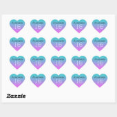 Sticker Cœur Douce 16 Seize Ombre bleu rose Parties scintillant (Feuille)
