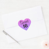 Sticker Cœur Douce 16 Seize Ombre Violet Parties scintillant Ép (Enveloppe)