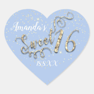 Sticker Cœur Doux 16e Parties scintillant Coeur Confetti Smoky