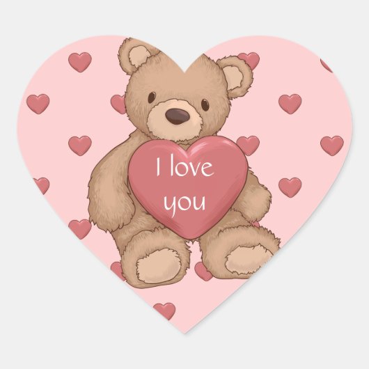 Sticker Cœur doux ours en peluche (Devant)