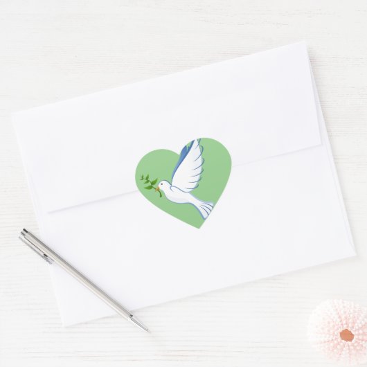 Sticker Cœur dove peace flying (Enveloppe)