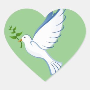 Sticker Cœur dove peace flying