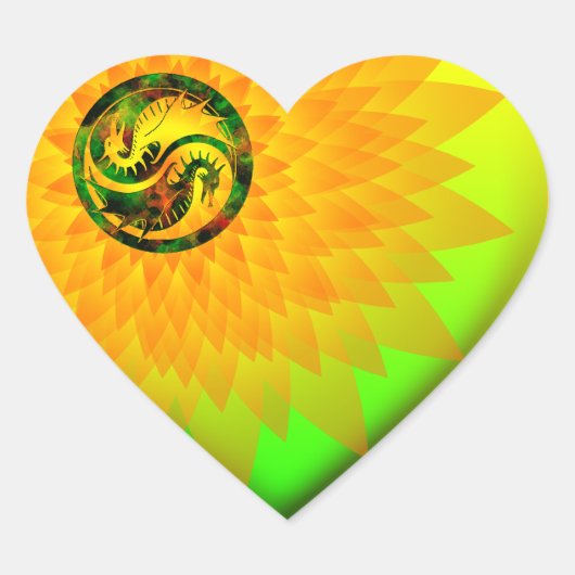Sticker Cœur Dragon Yin Yang (Devant)