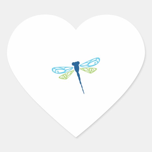 Sticker Cœur Dragonfly bleu et vert (Devant)
